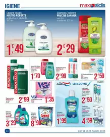 Volantino Maxi Sidis Pagina 14: Carta igienica 3 veli VéGé €1,35, Detersivo lavatrice in polvere General Universale €8,90