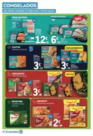 Folheto E.Leclerc Página 12: Crocantes de frango iglo €3,99, Filetes primavera alho e ervas €3,74