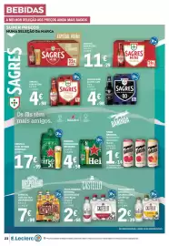 Folheto E.Leclerc Página 22: Sagres sem álcool preta €4,98, Sidra bandida €1,14
