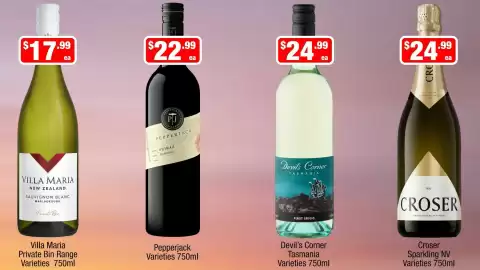 Liquor Stax catalogue week 34 Page 7: Villa Maria Private Bin Range Varieties €17,99, Croser Sparkling NV Varieties €24,99