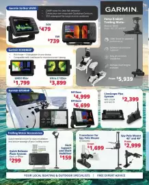 Bargain Boat Bits catalogue Page 4: Spy Pole Mount Garmin €2.999,00, LiveScope Plus System with LVS34 and GLS10 €2.399,00
