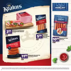 Stokrotka gazetka Strona 14: Kiełbaski szlachetne z szynki Krakus €11,99, Szynka konserwowa eksportowa Krakus €3,69