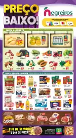 Folheto Negreiros Página 1: Macarrão c/ Ovos Adria €2,99, Café 3 Corações Trad ou Extra Forte €23,99