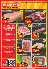 Wurstico Flugblatt woche 34 Seite 1: Schweinebauch €4,99, Schweinefilet einzeln €7,99