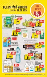 Catalog Mega Image săptămâna 34 Pagină 23: Napolact bio chefir €5,47, Twix, mars, snickers €4,49