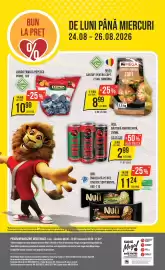 Catalog Mega Image săptămâna 34 Pagină 24: Livada familia Popescu prune €10,99, Hell băutură energizantă €2,99