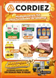 Folleto Cordiez Página 1: Primera Marca leche larga vida €1.499,00, Sedilé jabón líquido para ropa €1.699,00