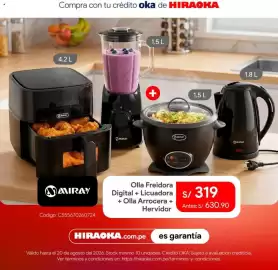 Catálogo Hiraoka Página 2: Miray olla freidora digital + licuadora + olla arroceras + hervidor €319,00