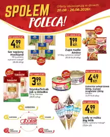 Społem Częstochowa gazetka tydzień 34 Strona 3: Szynka/Schab jak u dziadka Sokołów €3,99, Ser topiony Hochland €4,99