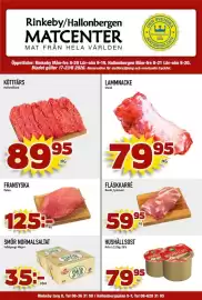 Rinkeby Matcenter reklamblad Sida 1: Köttfärs €89,95, Lammnacke €79,95