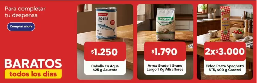 Catálogo Super Bodega a Cuenta Página 2: Miraflores - arroz 1 grano largo €1.790,00, Acuenta - caballa en agua €1.250,00