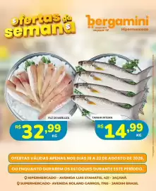 Catálogo Supermercado Bergamini Página 6: Filé de merluza €32,99, Tainha inteira €14,99