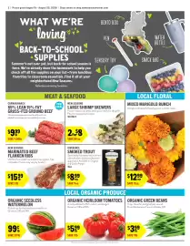New Seasons Market weekly ad week 34 Page 2: Organic Heirloom Tomatoes €5,99, Organic seedless watermelon €0,99