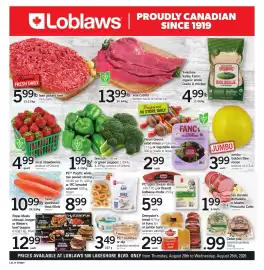 Loblaws flyer week 34 Page 1: PC hummus or dip €3,49, San Daniele Mortadella or Mastro Prosciutto Cotto €1,99