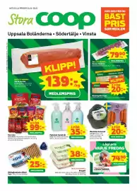 Stora Coop reklamblad vecka 35 Sida 1: Färsk laxfilé, Medlemspris, Buljongtärningar €20,00