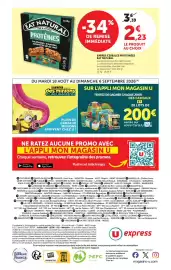 Catalogue U Express page 12: EAT NATURAL PROTEINES €2,23, Minions €200,00