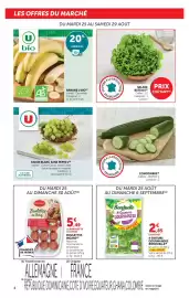 Catalogue U Express page 4: CONCOMBRE €1,99, U Raisin blanc sans pépin €1,99