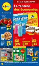 Catalogue Lidl semaine 35 page 1: VOLAILLER Aiguillettes de poulet panées €3,35, Tomate ronde grappe €1,69