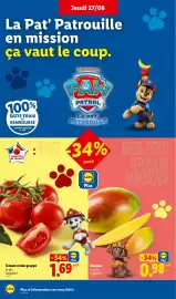 Catalogue Lidl semaine 35 page 2: Tomate ronde grappe €1,69, Mangue €0,98