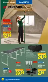 Catalogue Lidl semaine 35 page 54: PARKSIDE Chaussures de sécurité S1 homme €24,99, PARKSIDE Tables multi-usages €39,99