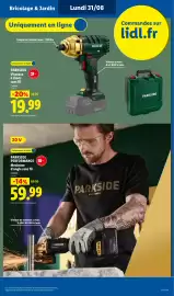 Catalogue Lidl semaine 35 page 9: PARKSIDE Visseuse à chocs sans fil €19,99, PARKSIDE Meuleuse d'angle sans fil €59,99