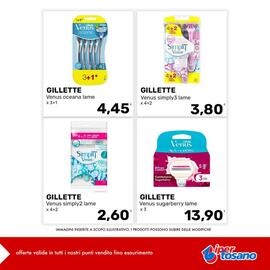 Volantino Iper Tosano settimana 34 Pagina 4: Gillette Venus simply2 lame €2,60, Gillette Venus simply3 lame €3,80