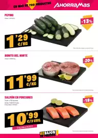 Folleto AhorraMas semana 34 Página 7: Pepino €1,29, Bonito del norte €11,99