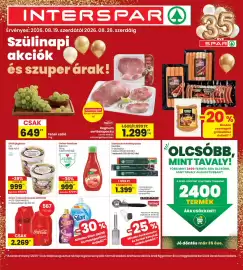 Interspar akciós újság hét 34 Oldal 1: SPAR jégkrém €999,00, Regnum Sertéslapocka €1.299,00