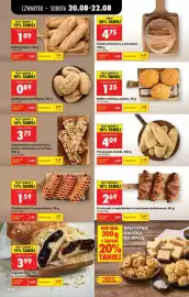 Biedronka gazetka tydzień 34 Strona 26: Zapiekanka z pieczarkami, serem, ketchupem i szynką €3,75, Bułka z żółtym serem €1,35