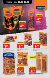 Biedronka gazetka tydzień 34 Strona 46: Kabanosy kruche Tarczyński €8,99, Kabanosy Tarczyński €6,79