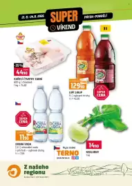 Terno leták Strana 1: Dobrá voda €11,90, Kuřecí čtvrtky zadní €44,90