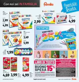 Volantino Famila Superstore Pagina 21: Giotto Stilnovo pastelli €3,49, Fila Giotto acquerelli €1,99