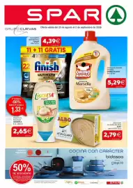 Folleto SPAR Página 1: Ligeresa - mayonesa bocabajo €2,65, Finish - lavavajillas ultimate plus €4,39