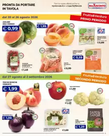 Volantino Maxisconto Pagina 9: Pomodori ciliegino natura chiama selex €1,49, Carote Spalla €0,99