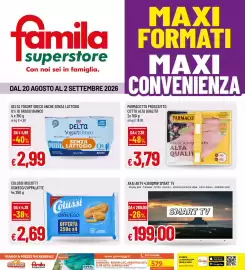 Volantino Famila Superstore Pagina 1: Delta Yogurt Greco senza lattosio €2,99, Parmacotto prosciutto cotto alta qualità €3,79