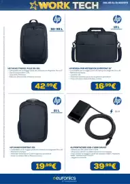 Volantino Euronics Pagina 20: HP Borsa per notebook everyday 16" €16,99, HP Zaino Travel Plus 30-35L €42,99