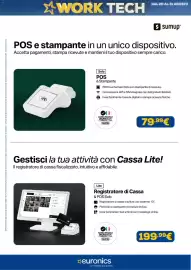 Volantino Euronics Pagina 22: Cassa Lite €199,99, POS & Stampante €79,99