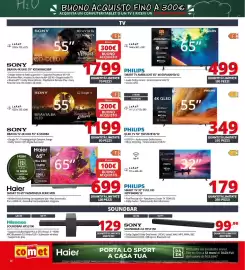 Volantino Comet Pagina 26: Philips Smart TV Ambilight 65" €499,00, Sony Bravia 4K UHD 55" K55XR8M25BP €1.799,00