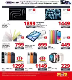 Volantino Comet Pagina 9: IPad Air chip M4 €699,00, Apple Watch SE 3 GPS €229,00