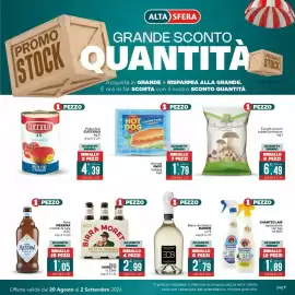 Volantino Altasfera Pagina 7: Birra Moretti €2,99, Wurstel PAVO hotdog €1,79