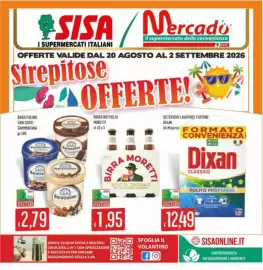 Volantino Mercadò Pagina 1: Birra Moretti €1,95, Detersivo lavatrice fustone Dixan Classico €12,49