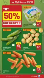 ALDI folder week 36 Pagina 3: TOT ma 31/08 - zat 05/09 50% GOEDKOPER *X2 PUNTEN UVA SANZA S KERNLOSE TRAUBEN SEROLESS ES