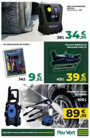 Folheto Feu Vert Página 7: Kit reparapinchazos premot €9,95, Macaco hidráulico precision steel 2t €39,95