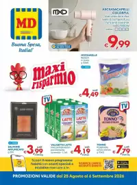 Volantino MD Discount Pagina 1: Tonno Poseidon all'olio d'oliva €7,79, Mozzarella Reggia €4,49