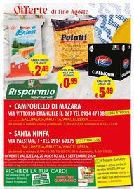 Volantino Risparmio Supermercati Pagina 8: Kinder Brioss €2,49, Pasta Poiatti €0,99