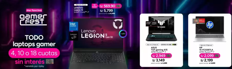 Catálogo Ripley Página 1: Hp 15-fc0287la amd ryzen 7 €2.099,00, Asus tuf gaming a15 amd ryzen 7 €2.949,00
