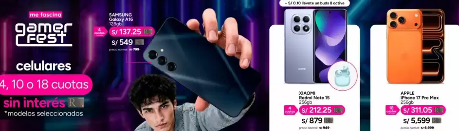 Catálogo Ripley Página 2: Apple iphone 17 pro max 256gb €5.599,00, Xiaomi Redmi Note 15 256gb €212,25