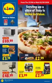 Lidl leaflet week 35 Page 1: Italiamo Antipasti €3,99, Livarno desk chair €48,99