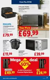 Lidl leaflet week 35 Page 17: Russell Hobbs touch control microwave €69,99, Philips 7.1l dual basket air fryer €79,99