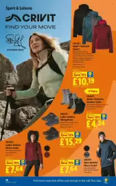 Lidl leaflet week 35 Page 20: Crivit ladies' knitted fleece jacket €7,64, Crivit adult's softshell jacket €10,19
